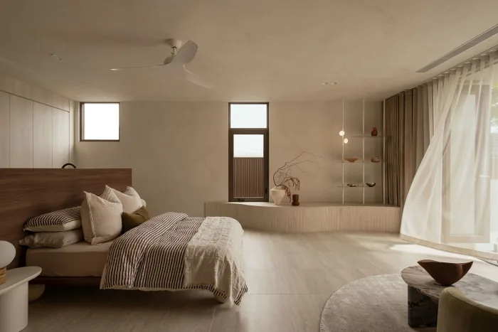 The primary bedroom at ZOEI, available with Full House.