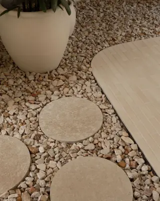 ZOEI on Instagram: stone stepping pads set into river pebbles.